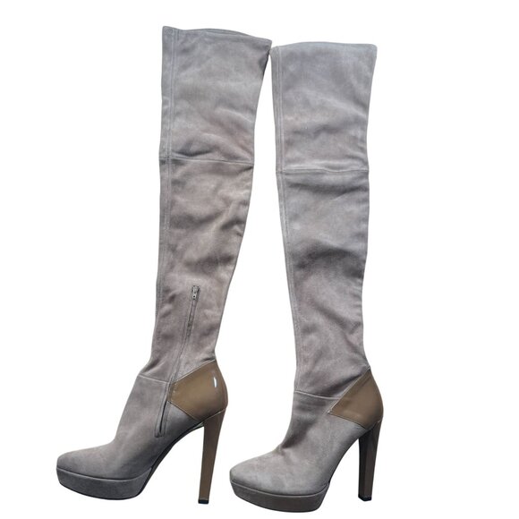Gucci Tan Suede Over the Knee Heeled Boots Size 38.5 - Picture 1 of 13